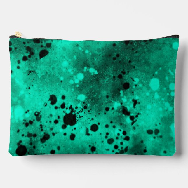 Retro Paint Spritzer Effect Green & Black Zubehörtasche (Vorderseite)