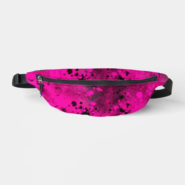 Retro Paint Spritzer Effect Pink & Black Bauchtasche (Vorderseite)
