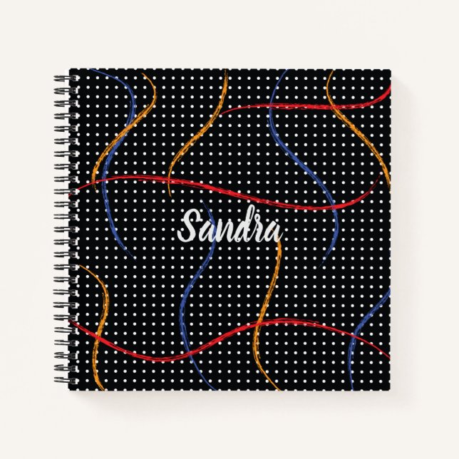 Retro Paint Spritzer und Dots Personalisiert Notizbuch (Vorderseite)