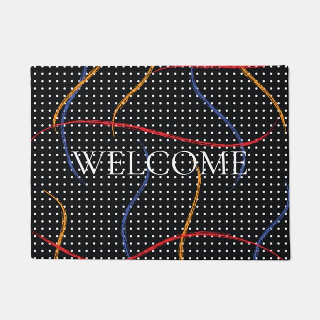 Retro Paint Spritzer und Punkte Fußmatte (Vorderseite)