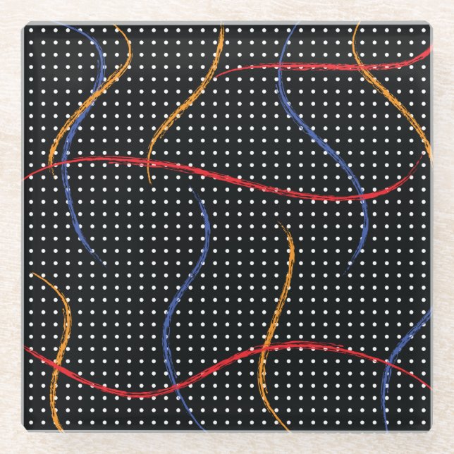 Retro Paint Spritzer und Punkte Glasuntersetzer (Vorderseite)