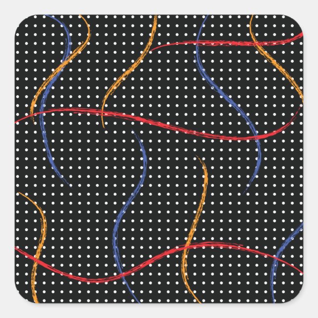 Retro Paint Spritzer und Punkte Quadratischer Aufkleber (Vorderseite)