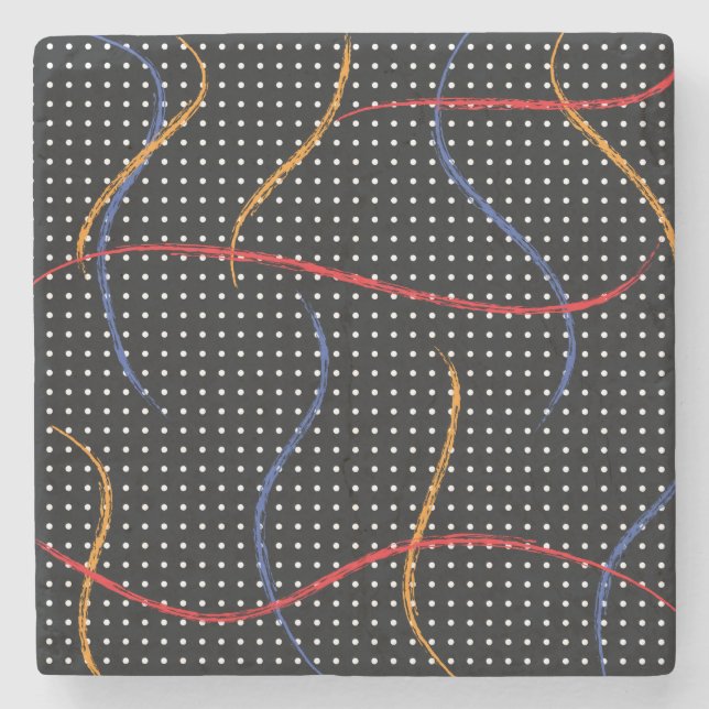 Retro Paint Spritzer und Punkte Steinuntersetzer (Vorderseite)