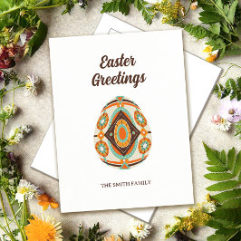 Retro Painted Easter Egg  Feiertagspostkarte