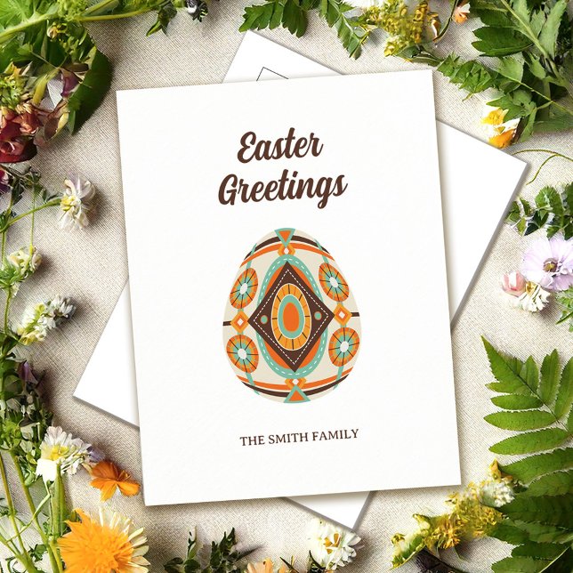 Retro Painted Easter Egg  Feiertagspostkarte (Von Creator hochgeladen)
