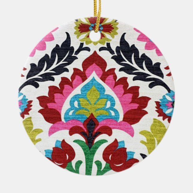 Retro Paisley Floral Keramik Ornament (Vorne)
