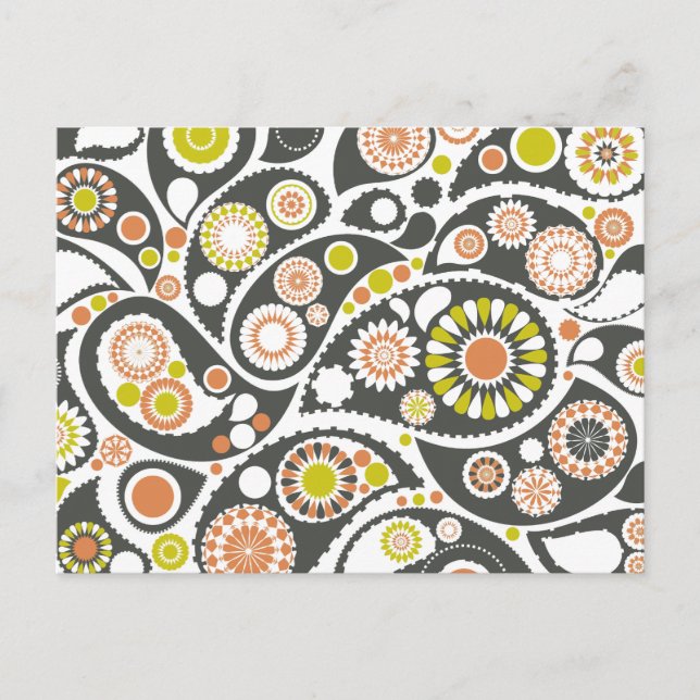 Retro Paisley Pattern Postkarte (Vorderseite)