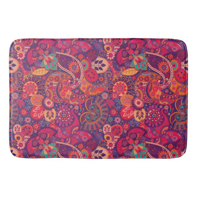 Retro Paisley Reds Badematte (Vorderseite)