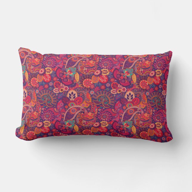 Retro Paisley Reds Lendenkissen (Vorderseite)