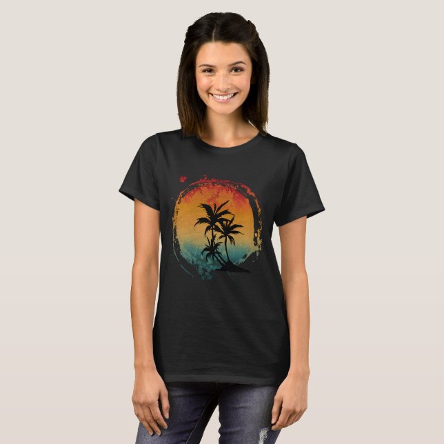RETRO PALM BÄUME VINTAGER T - Shirt (Vorne ganz)