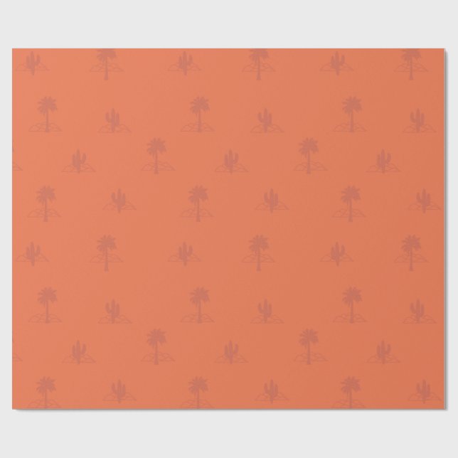 Retro Palm Springs Cactus in Earthy Colours  Geschenkpapier (Flach)