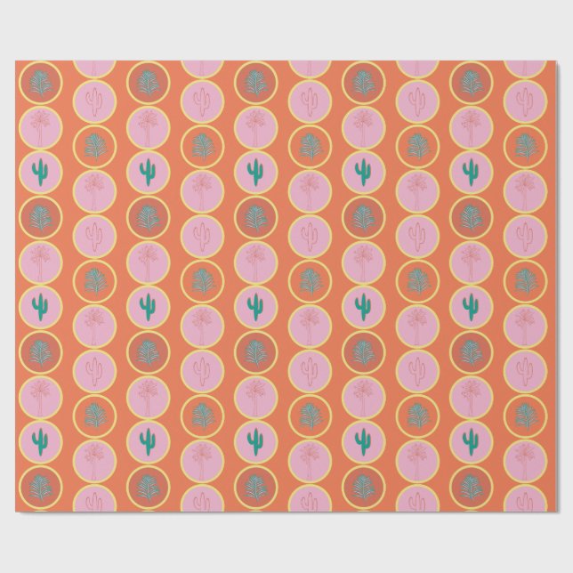 Retro Palm Springs Geometric Circles Gift Wrap Geschenkpapier (Flach)