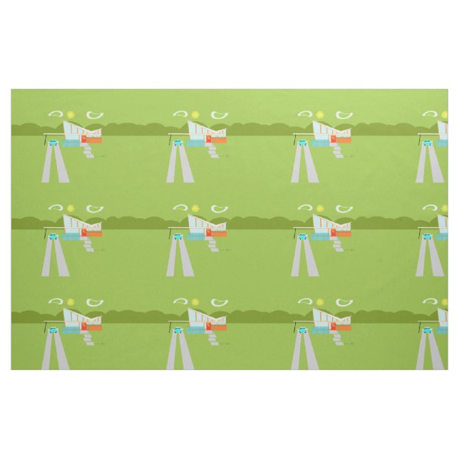 Retro Palm Springs-Haus gekämmtes Baumwollgewebe Stoff (Yard (91,4 cm))