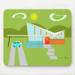 Retro Palm Springs-Haus Mousepad