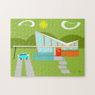 Retro Palm Springs-Haus-Puzzlespiel