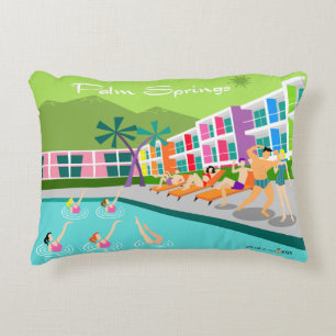 Retro Palm Springs Hotel Accent Pillow Dekokissen