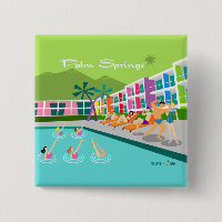 Retro Palm Springs Hotel Button