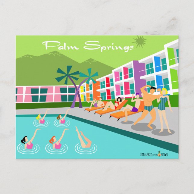 Retro Palm Springs Hotel Postcard Postkarte (Vorderseite)