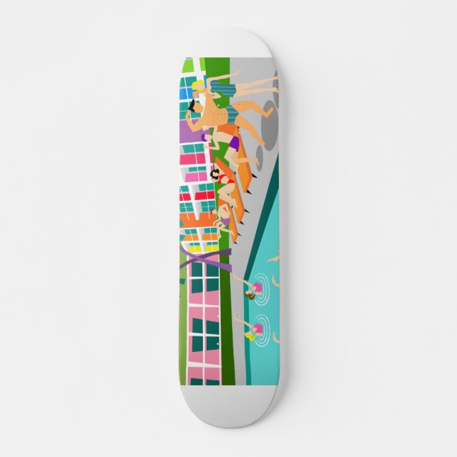 Retro Palm Springs Hotel Skateboard (Devant)
