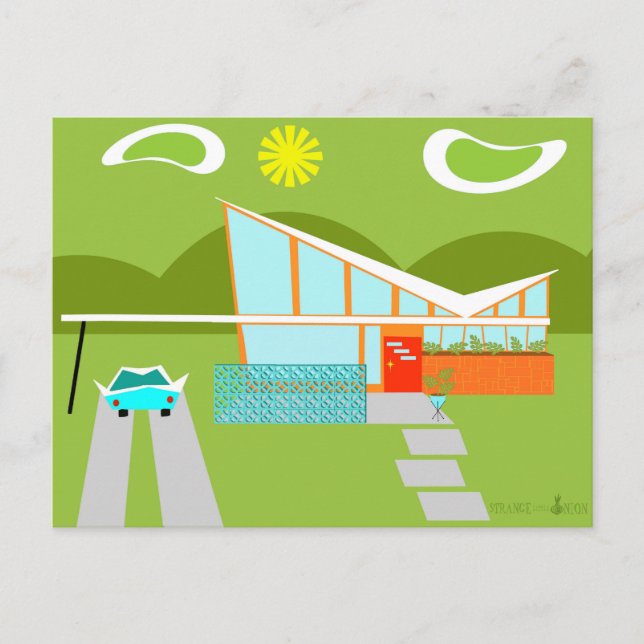 Retro Palm Springs House Postcard Postkarte (Vorderseite)