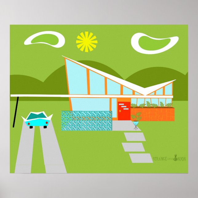 Retro Palm Springs House Poster (Vorne)