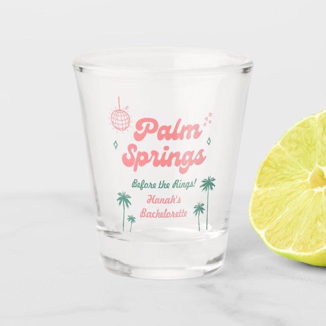 Retro Palm Springs Junggeselinnen-Abschied Schnapsglas (Vorderseite)