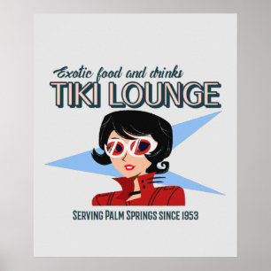 Retro Palm Springs Tiki Lounge Print on Brown Poster