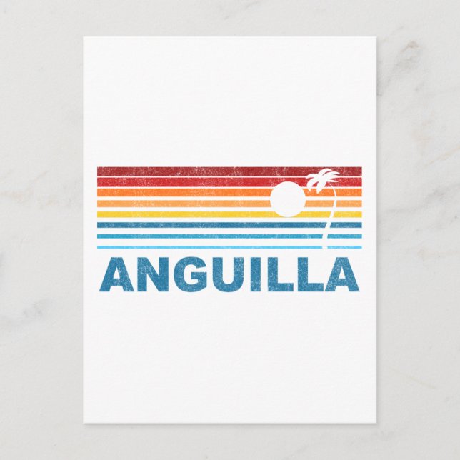 Retro Palm Tree Anguilla Postkarte (Vorderseite)