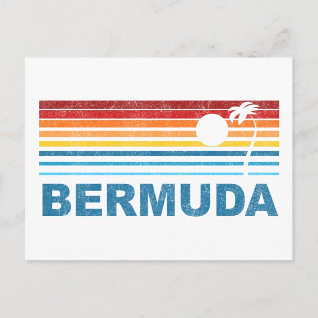 Retro Palm Tree Bermuda Postkarte (Vorderseite)