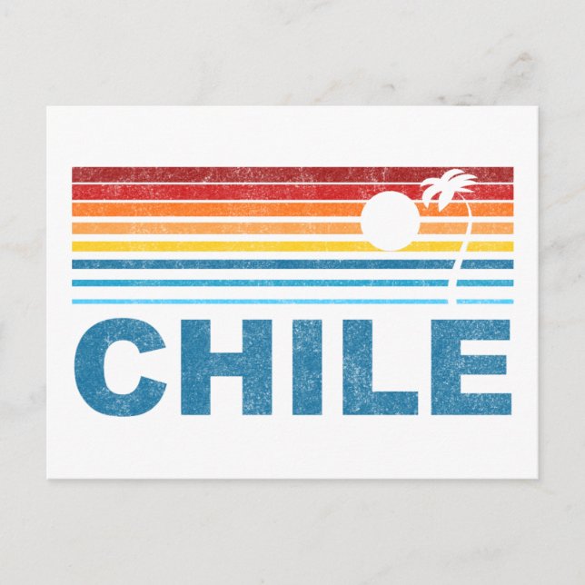 Retro Palm Tree Chile Postkarte (Vorderseite)