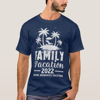 Retro Palm Tree Family Vacation 2022 Beach Sunset T-Shirt