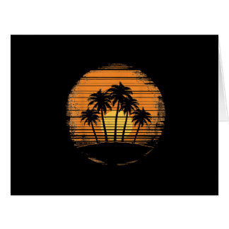 Retro Palm Tree Sunset Summer Beach Vintage Tropic