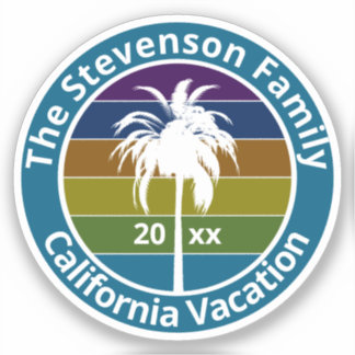 Retro Palm Tree Tropical Family Vacation Custom Aufkleber