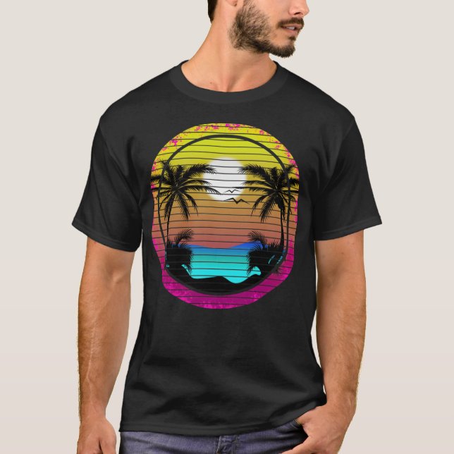 Retro Palm Tree und Weihnachten Schlüssel West T-Shirt (Vorderseite)