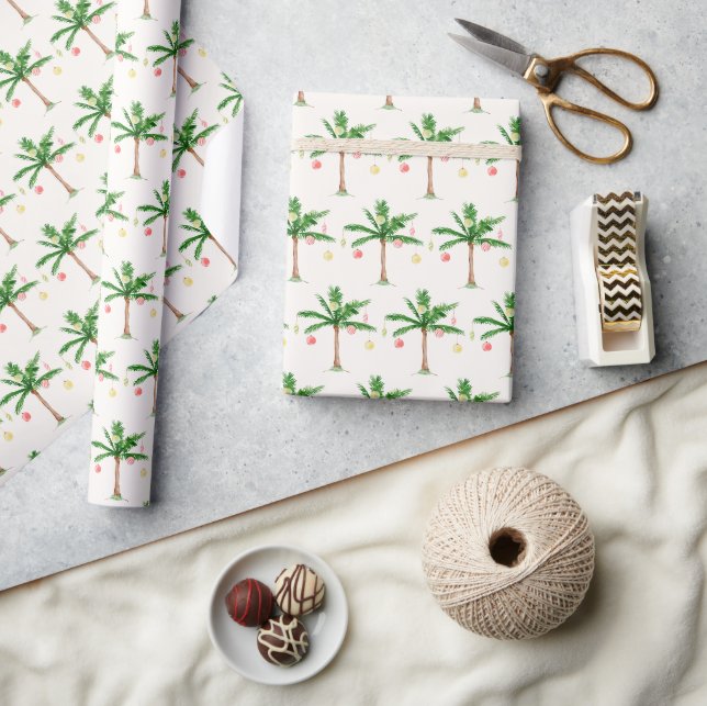 Retro Palm Tree Weihnachten im Juli Sommer Party Geschenkpapier (Kunsthandwerk)