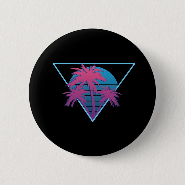 Retro Palm Trees Logo Button (Vorderseite)