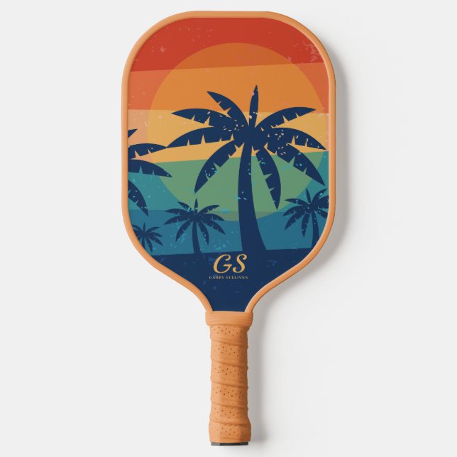 Retro Palm Trees Pickleball Paddle (Vorderseite)
