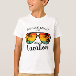 Retro Palm Trees Sonnenbrille Familienurlaub T-Shirt