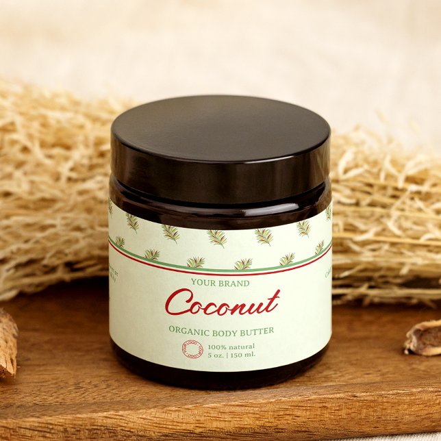 Retro Palm Verlasse Kosmetik Jar Wrap-Around Label (Von Creator hochgeladen)