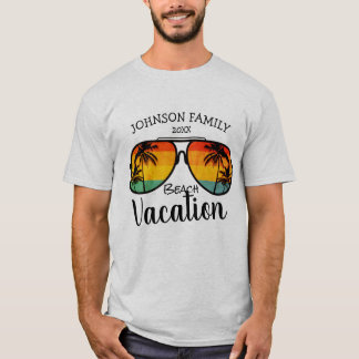 Retro-Palmbaum-Sonnenbrille-Familienurlaub T-Shirt