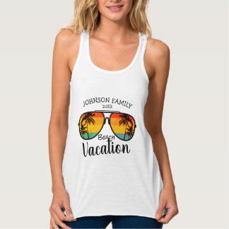 Retro-Palmbaum-Sonnenbrille-Familienurlaub Tank Top