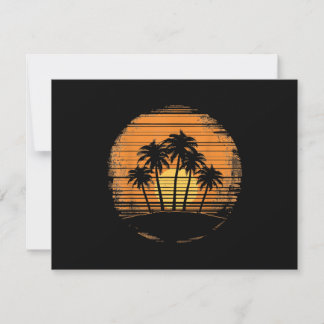 Retro Palme Baum Sonnenuntergang Sommer Strand Vin