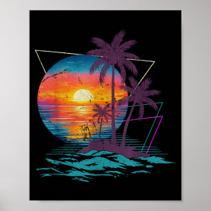 Retro Palme Sonnenuntergang Sonnenaufgang Tropisch Poster