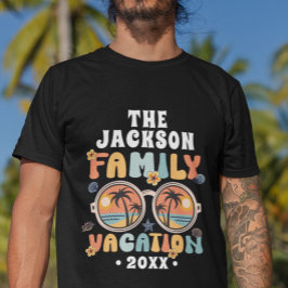 Retro Palmen Sonnenbrille Groovy Familienurlaub T-Shirt
