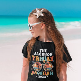 Retro Palmen Sonnenbrille Groovy Familienurlaub T-Shirt