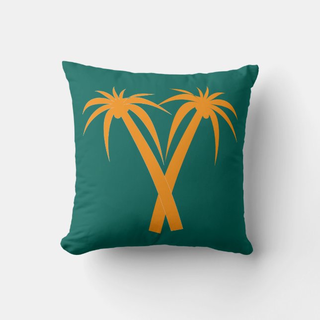 Retro Palmen tropische Orange Kissen (Vorderseite)