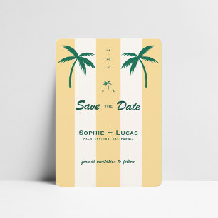 Retro Palmenbaum Monogramm Tropische Strandhochzei Save The Date