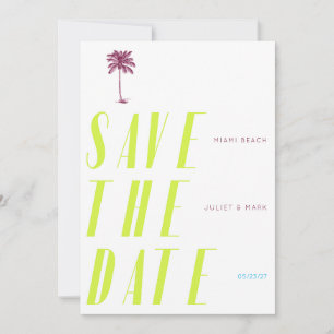 Retro Palmenbaum Save the Date - Citrus Einladung