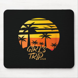 Retro-Palmenbaum-Sonnenuntergang-Mädchen-Text-Desi Mousepad