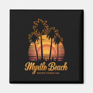 Retro-Palmenbaum-Sonnenuntergang South Carolina My Magnet